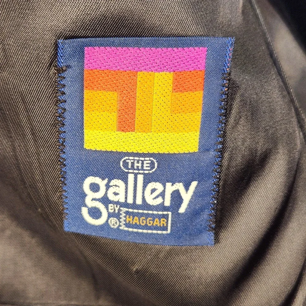 VTG Gallery by Haggar Sport Coat Mens 42L Navy Blue Faux Suede Blazer Two Button